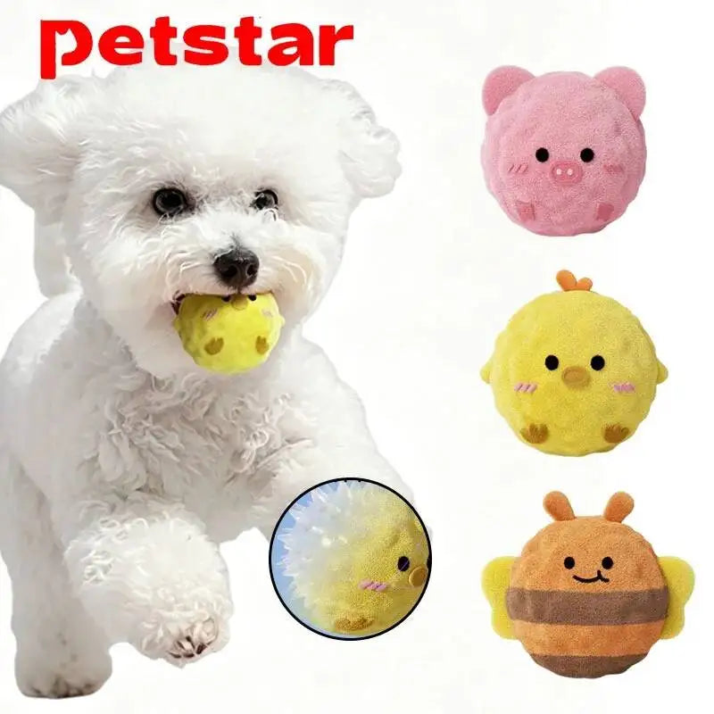 TPR Pet Ball Animal Shape Plush Dogs Squeaky Chew Toy Puppy Bite Resistant Teeth Cleaning Interactive Toys Pets Supplies