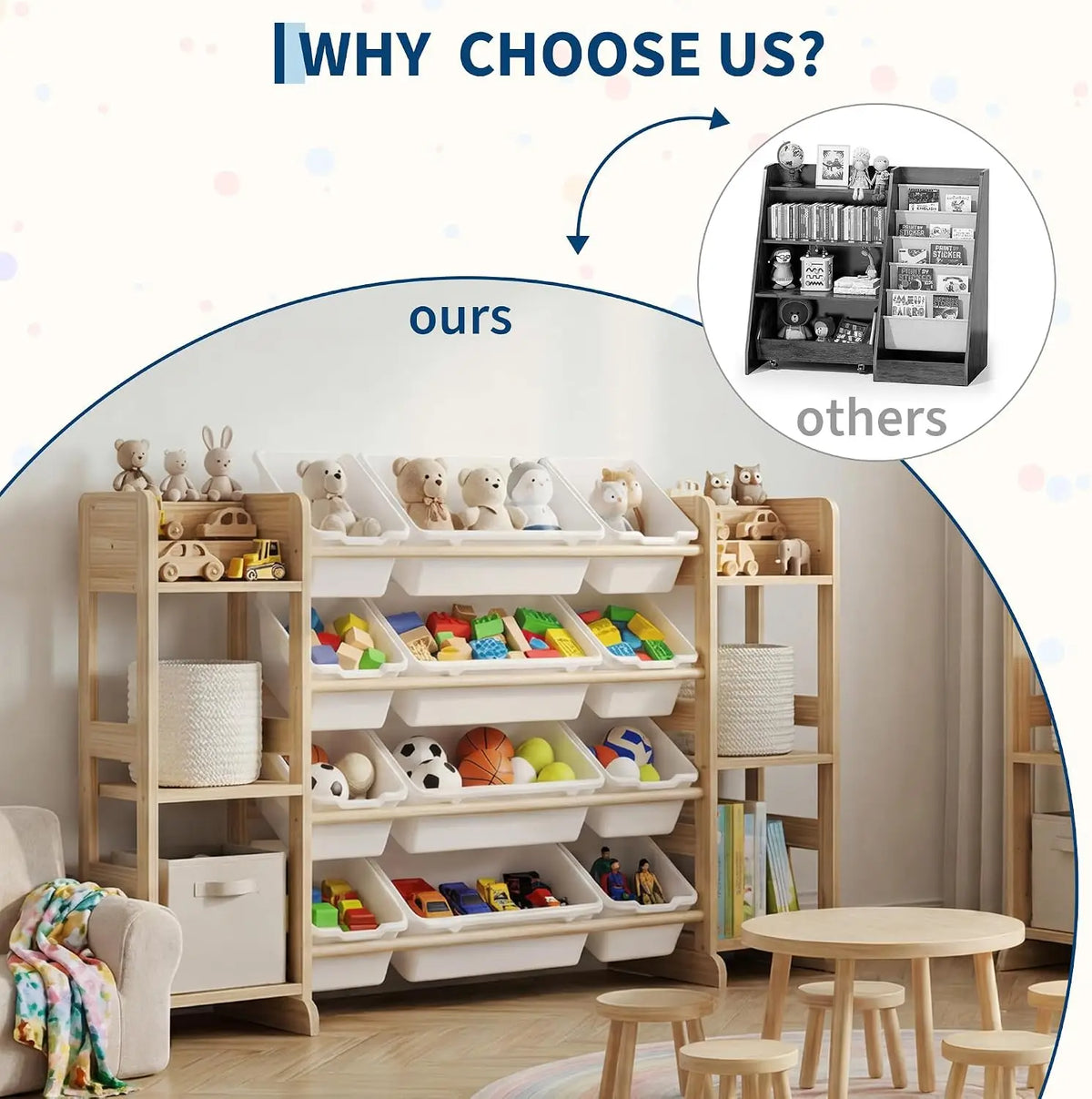 Twisterck Toy Storage Cabinet With Bins And Shelves For Kids