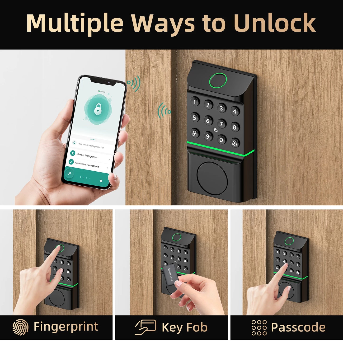 Viladepot Smart Fingerprint Deadbolt Lock With App Control Keypad