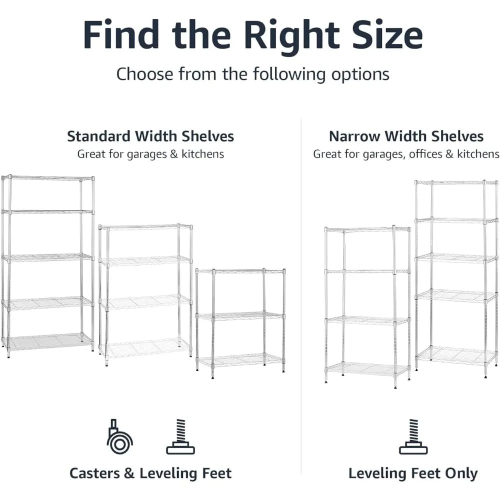 3-Shelf Adjustable Heavy Duty Steel Wire Storage Rack Chrome Finish 250 lbs per Shelf 23x13x30 Inches