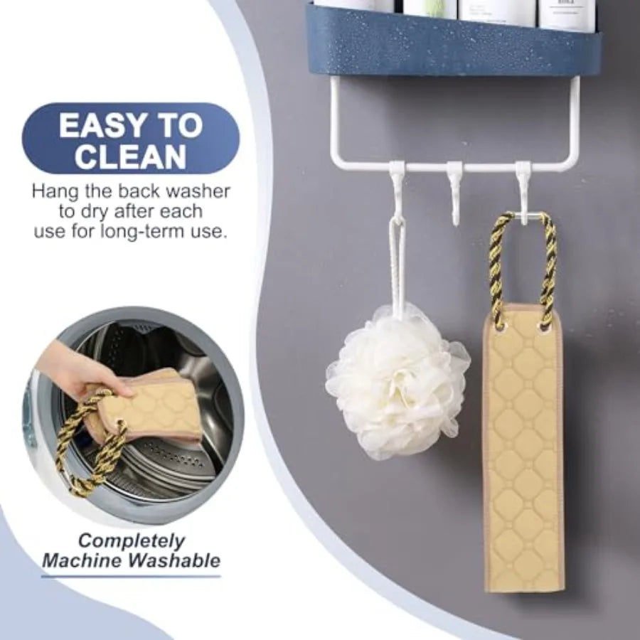 Exfoliating Back Scrubber with Handles, 38.5 Inch Double-Sided Back Exfoliator Body Scrub Towel, Exfoliating Washcloth Bath Too