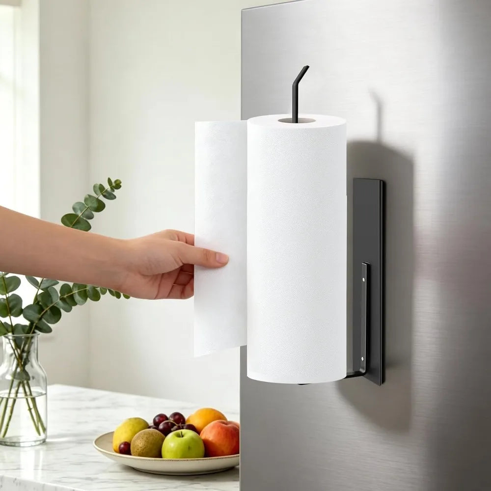 Magnetic Paper Towel Holder for Fridge Wall Mount Toilet Paper Roll Holder Kitchen Bathroom Pantry RV Storage Organizer Rack