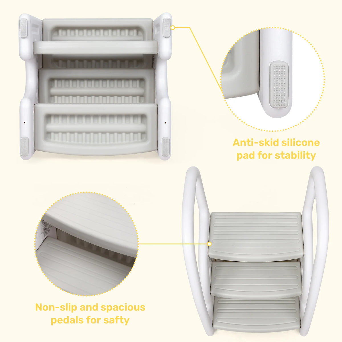 Plastic Kids Step Stool With Side Handles For Bathroom Use
