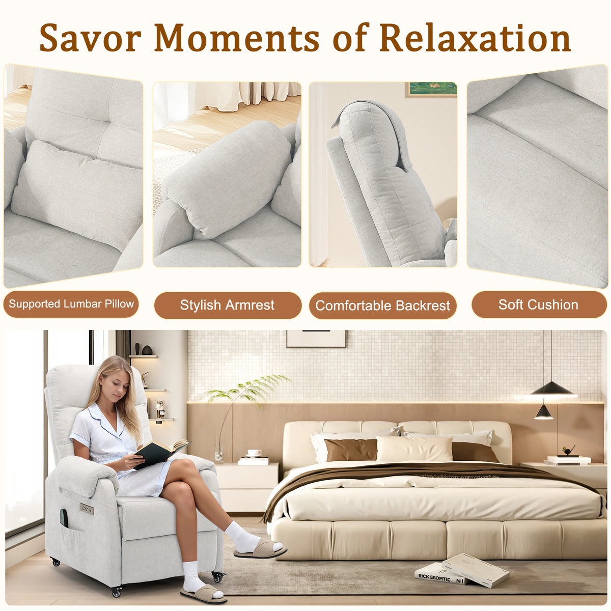 Korsaer Electric Recliner Chair With Usb Port And Wheels