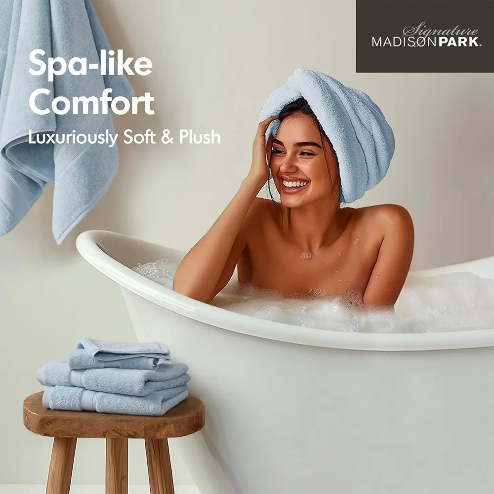 800GSM Bathroom Towel Set of 8 100% Cotton Bath Towel Set for Bathroom Luxurious Highly Absorbent 2