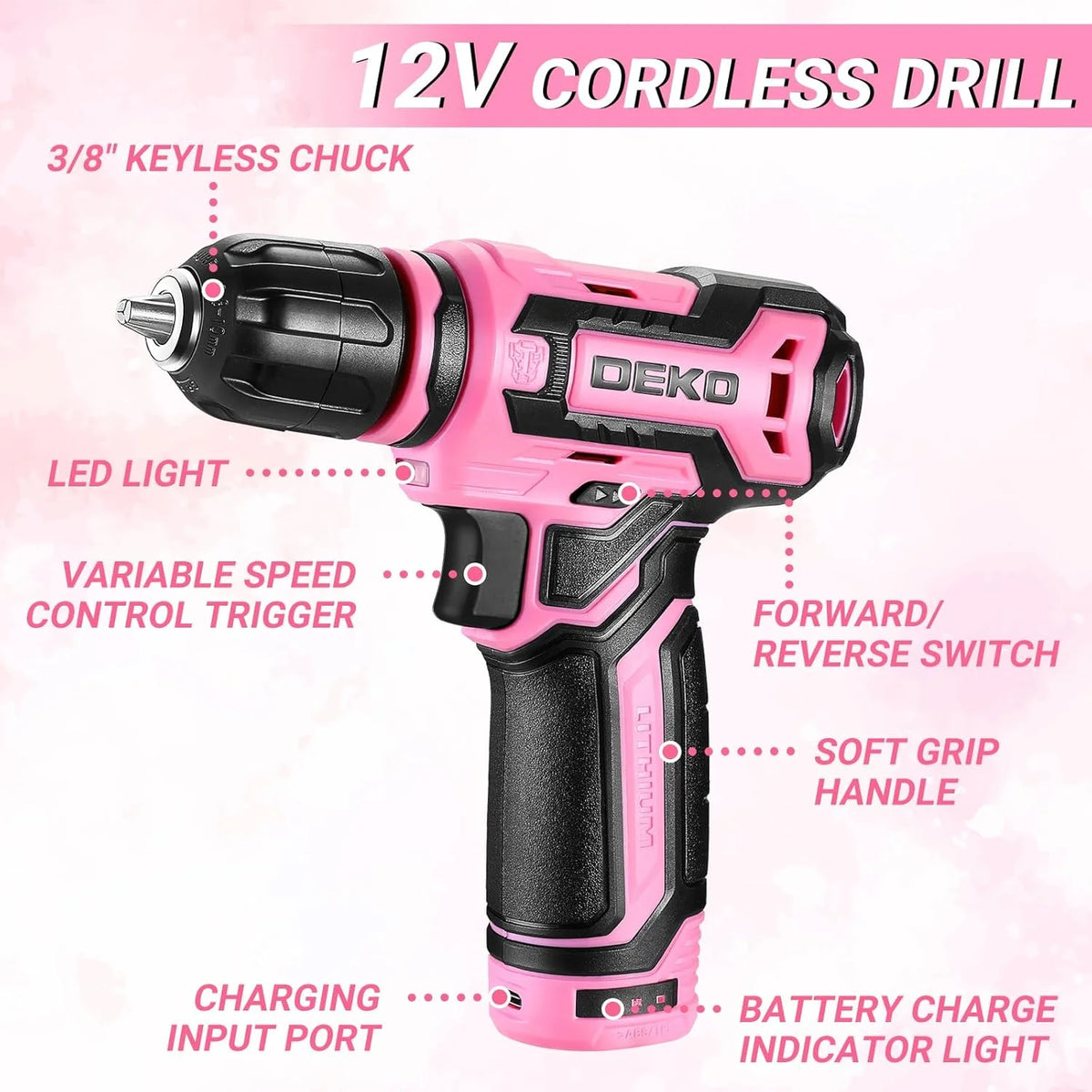 DEKO Cordless Drill Toolbox Combo Kit With Storage Organizer