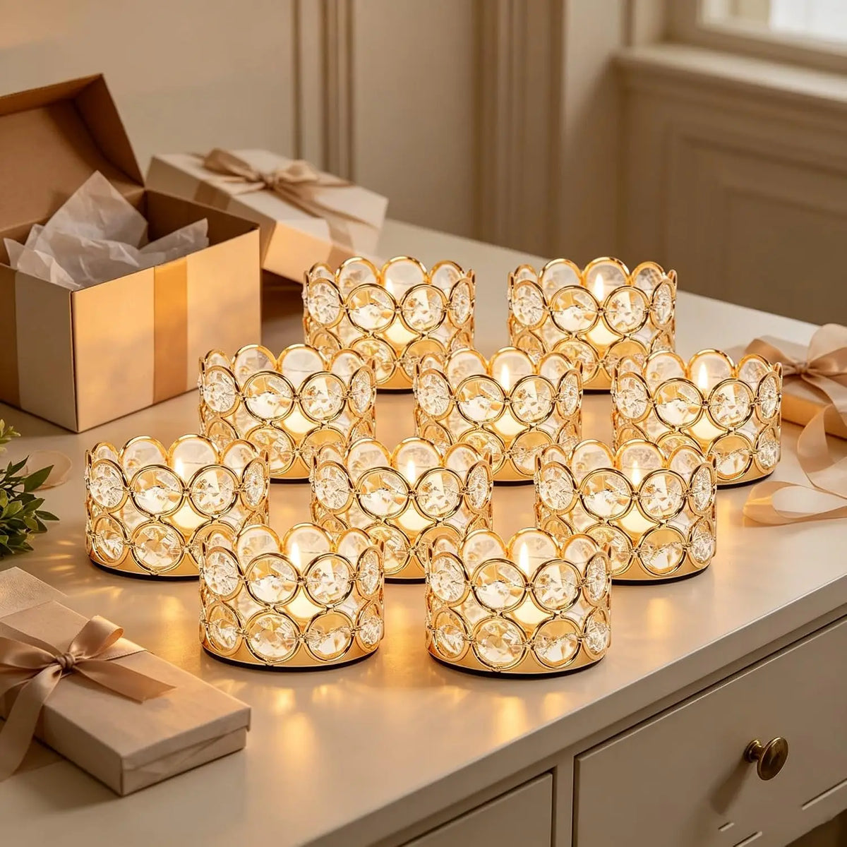 Vinciant 12Pcs Crystal Votive Candle Holders Wedding Party Decor