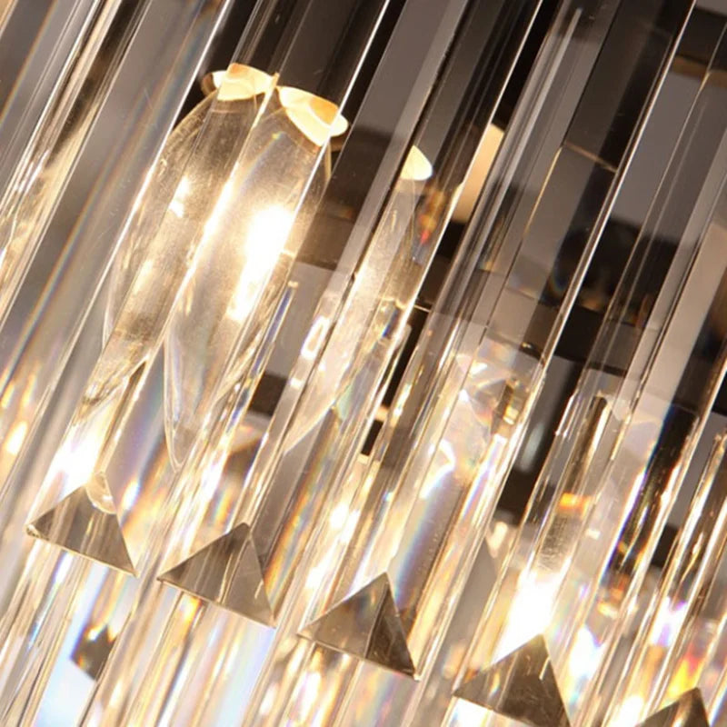 Luminaria Black Round Square Crystal LED Pendant Chandelier For Bedroom Living Dinning Room Corridor Hotel Gallery Hanging Lamps