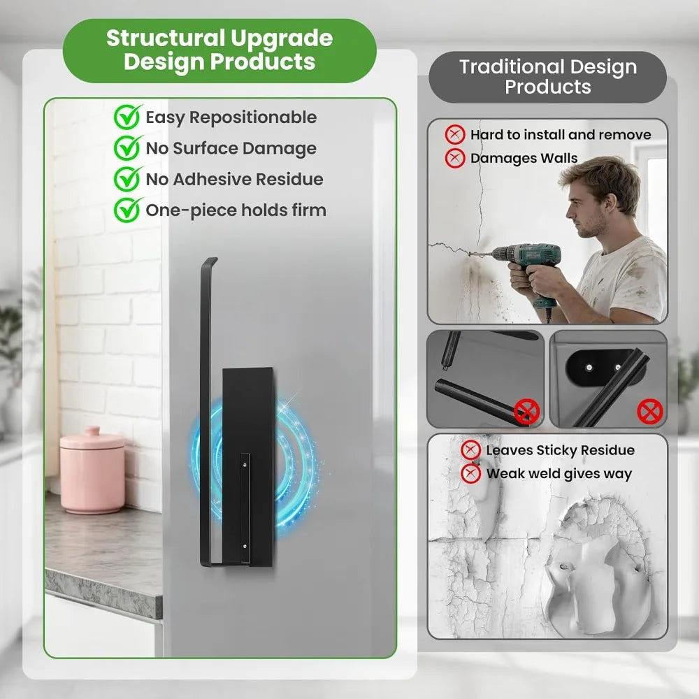 Magnetic Paper Towel Holder for Fridge Wall Mount Toilet Paper Roll Holder Kitchen Bathroom Pantry RV Storage Organizer Rack