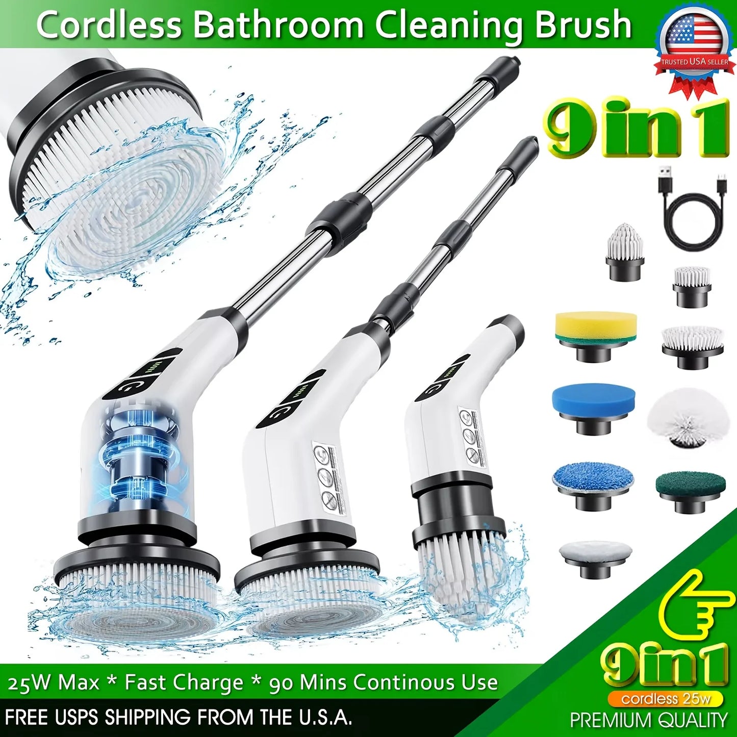 Ahtoska 9 In 1 Wireless Electric Rotating Cleaning Brush