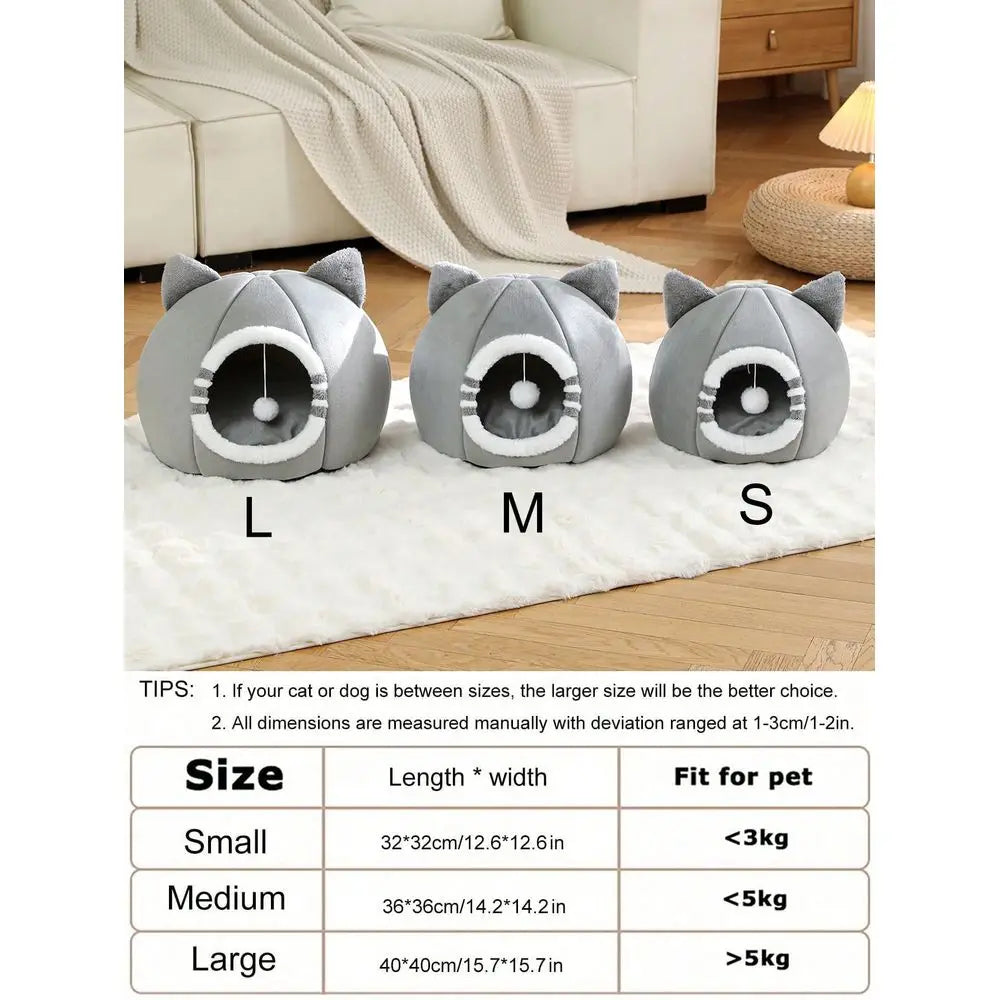 Plush Washable Cat Bed For Pets Featuring Anti Slip Bottom