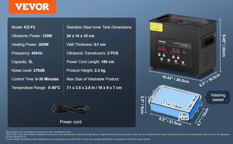 SucceBuy Professional Ultrasonic Cleaner With Timer For Household