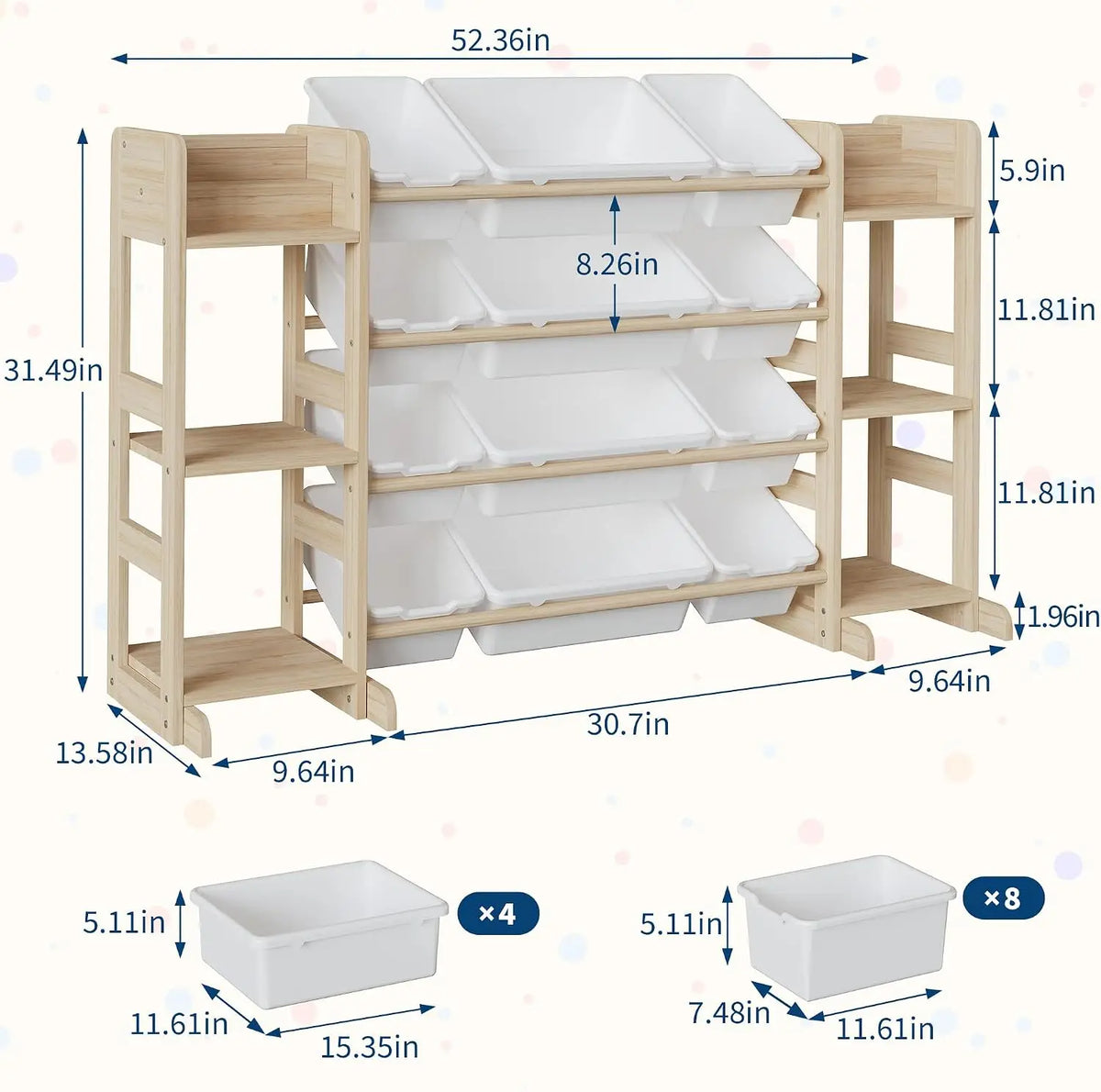 Twisterck Toy Storage Cabinet With Bins And Shelves For Kids