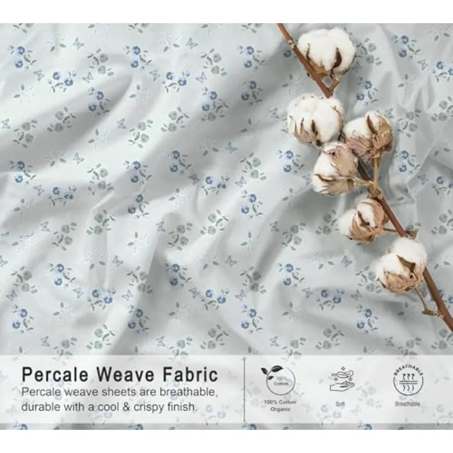 Cotton Percale Bed Sheets Crisp Cooling Breathable Comfort