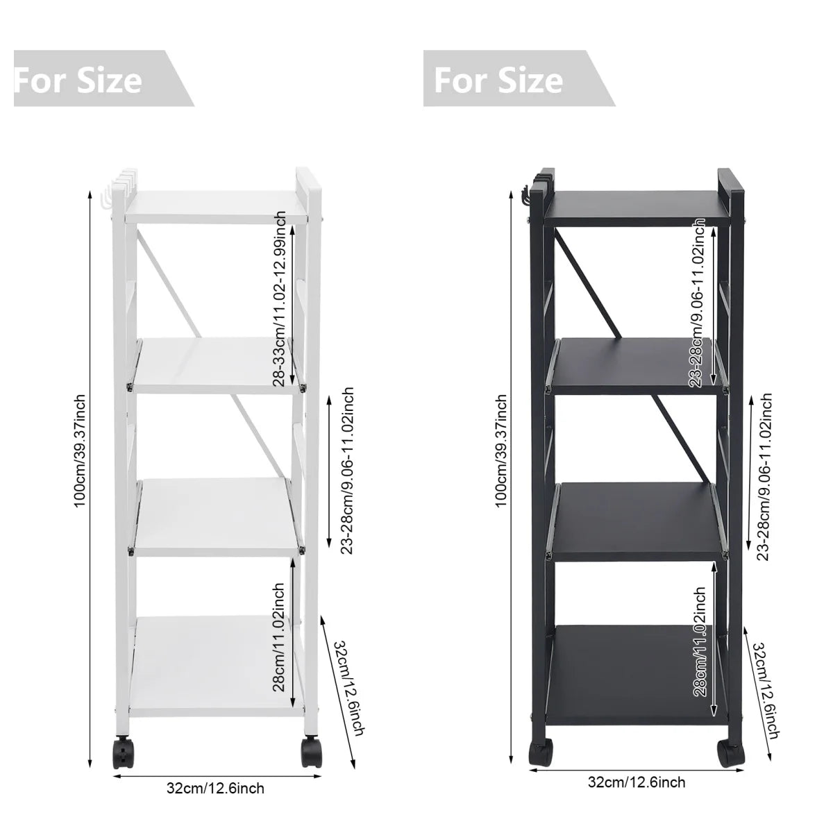 Carbon Steel Kitchen Storage Trolley, Adjustable Kitchen Storage Organizer, 4-Tier Kitchen Rack For Restaurant, Laundry, Bathroom, Garage, Warehouse