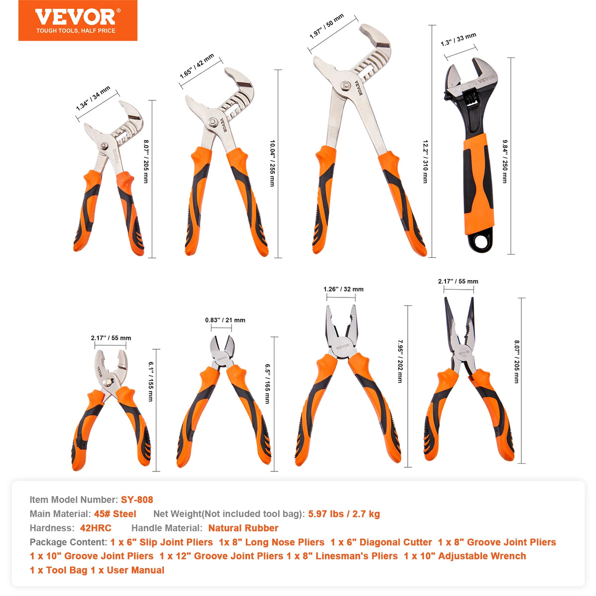 Succebuy 8-Piece Pliers Set Professional Hand Tools