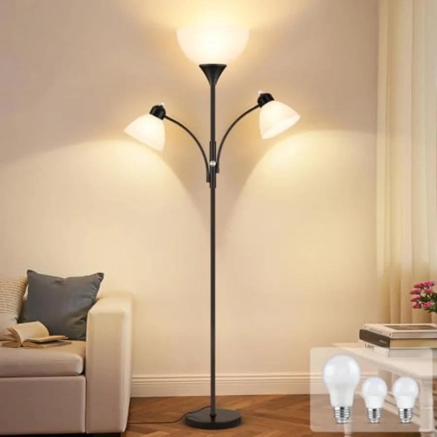 Torchiere Floor Lamps for Living Room, 72" Dimmable Lamp with 2 Adjustable Reading Lights for Bedroom, Tall Standing Room Lamp,