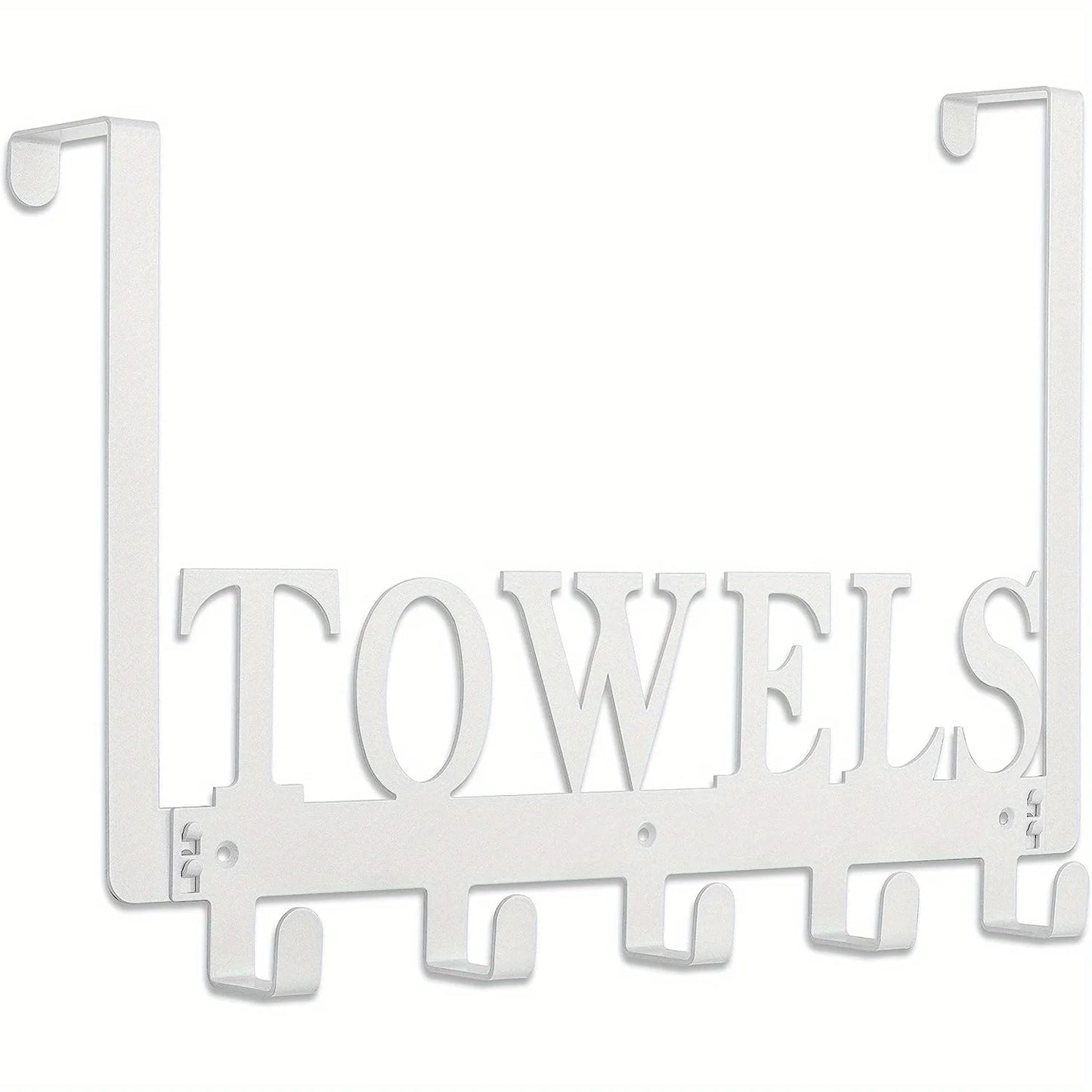 Over The Door Hooks, Towel Rack with 5 Hooks, Towel Holder for Hanging Heavy Duty, Door Rack Over Door Hanger for Bedroom Bathroom Kitchen