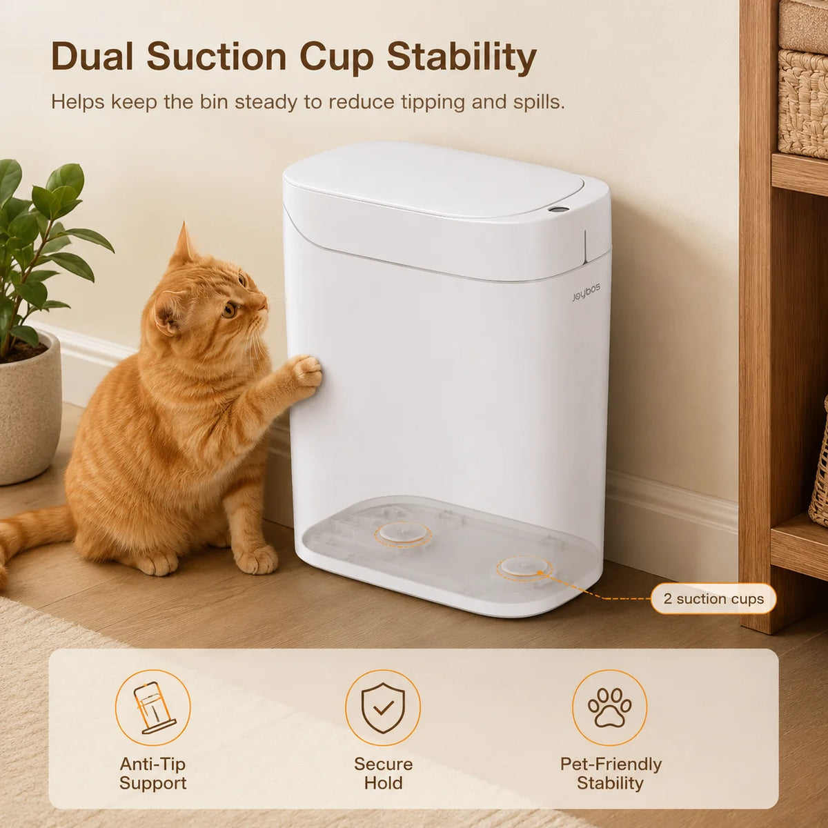 Joybos Smart Trash Can With Touchless Sensor And Auto Liner Bags