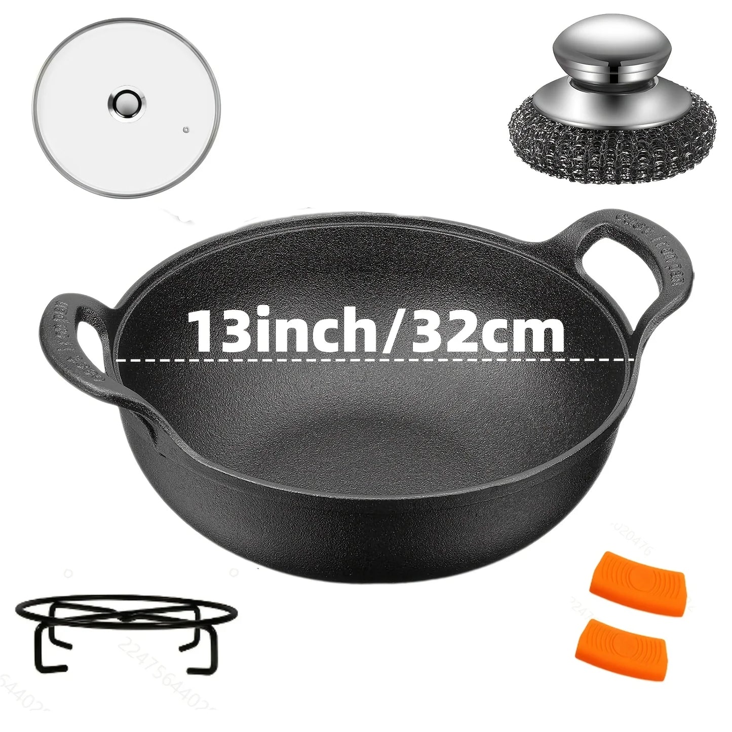 AEDG 3 Piece Cast Iron Skillet Set Preseasoned Pans