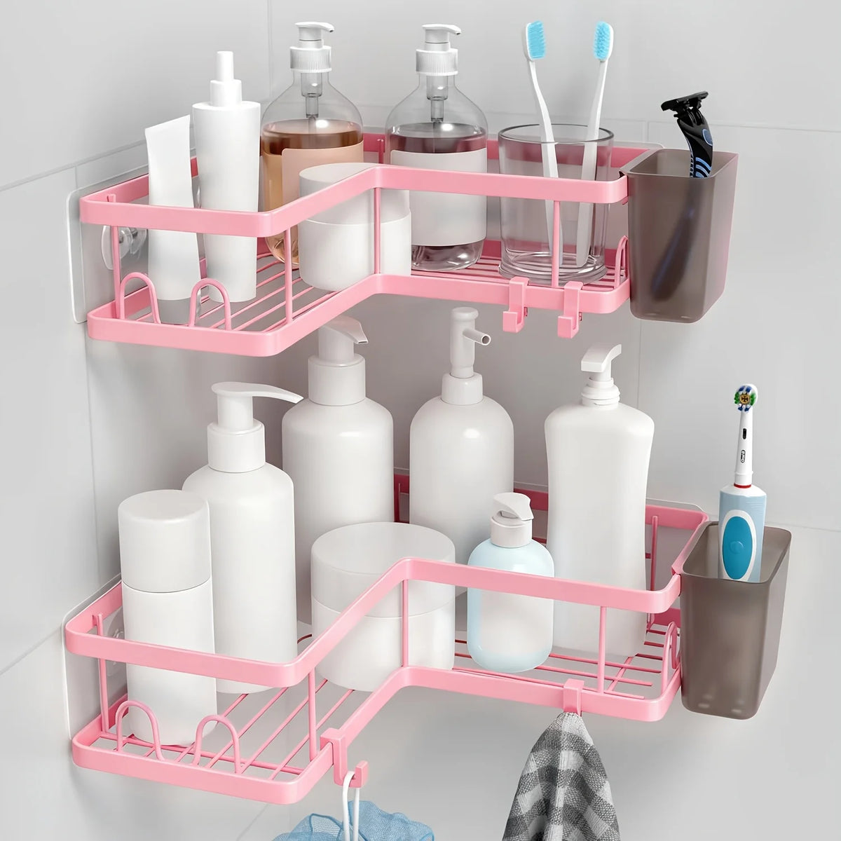 Corner Shower Caddy 3 Pack, Wall Mounted Stainless Steel Bathroom Organizer Shelf with Soap Dish, Adhesive No Drilling,