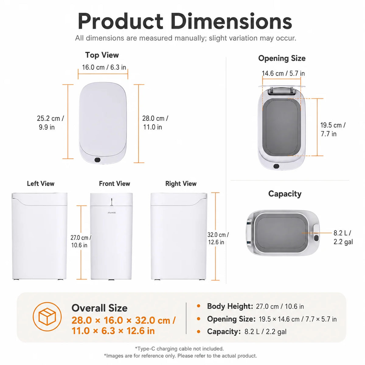 Joybos Smart Trash Can With Touchless Sensor And Auto Liner Bags