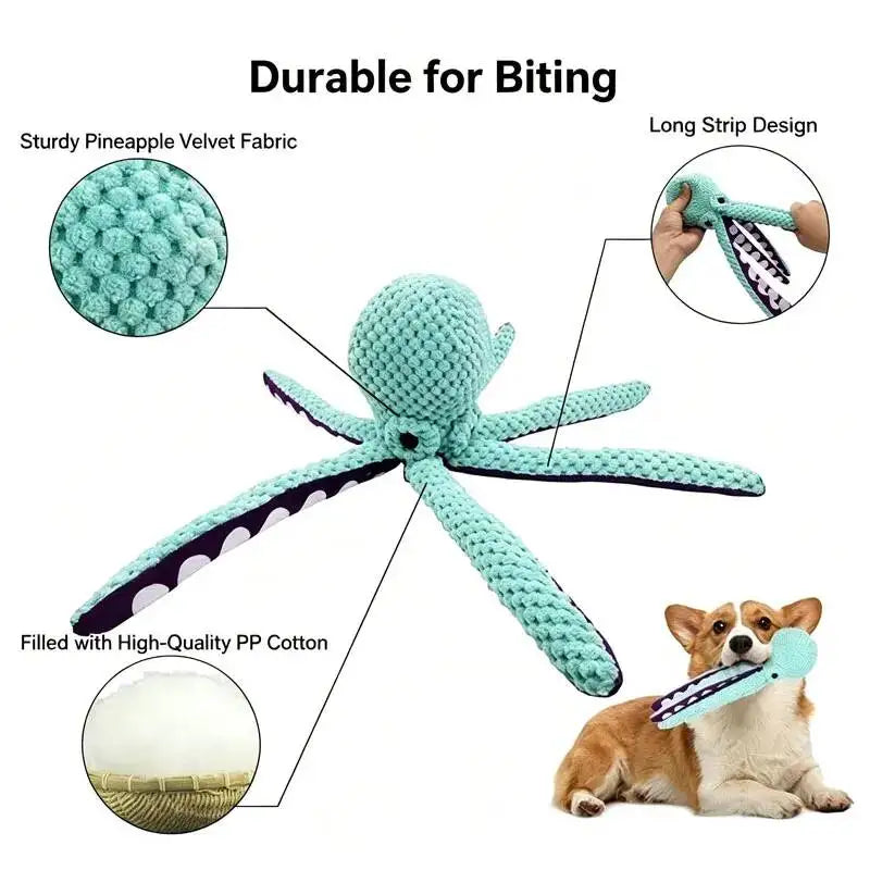 Squeaky Octopus Dog Toy Bite-Resistant Dogs Chew Cleaning Teeth Soft PP Cotton Filled Puppy Interactive Toys Pets Supplies
