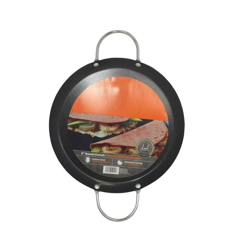 Premium Carbon Steel Nonstick Round Comal With Metal Handles