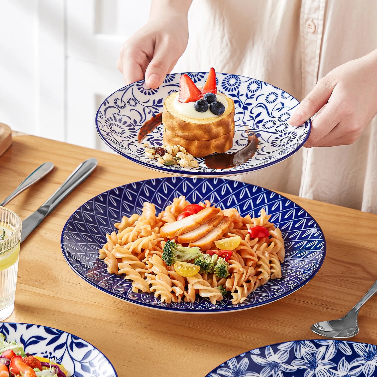 Malacasa Floral Ceramic Tableware Set With Bowls And Plates