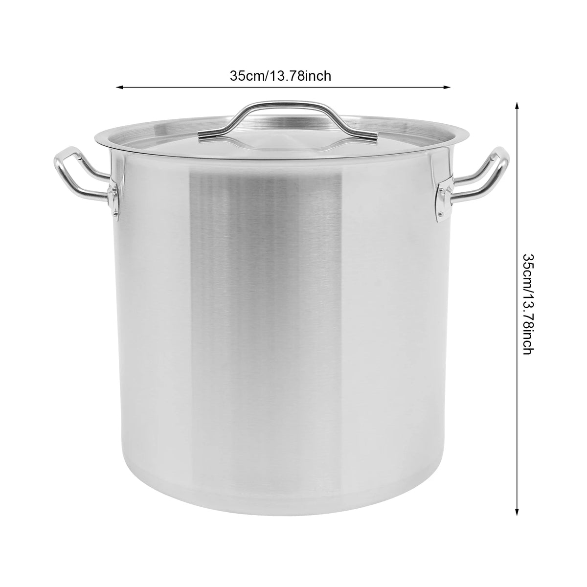 Stainless Steel Stock Pot With Lid 34.9 Qt Capacity