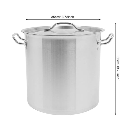 Stainless Steel Stock Pot With Lid 34.9 Qt Capacity