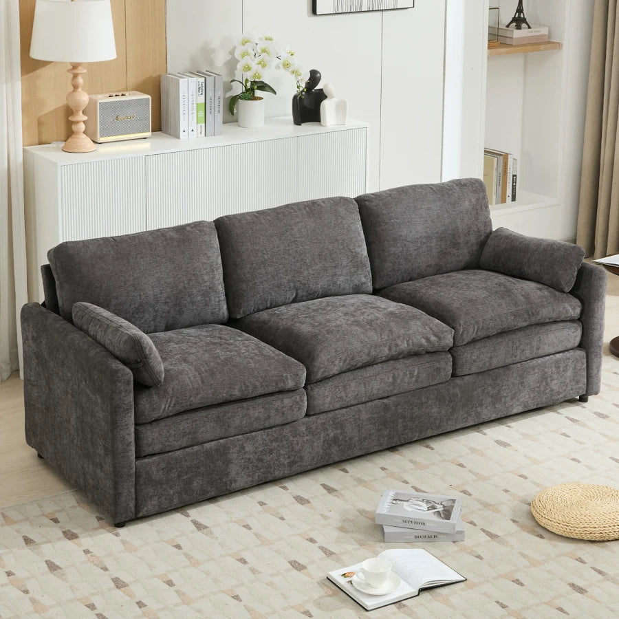 89" Cozy Upholstered 3-seater Sofa Oversized Comfy Cloud Sofa Double Cushion 3-seater Sofa Plush Cushion Sofa Couch for Living