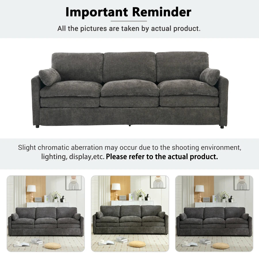 89" Cozy Upholstered 3-seater Sofa Oversized Comfy Cloud Sofa Double Cushion 3-seater Sofa Plush Cushion Sofa Couch for Living