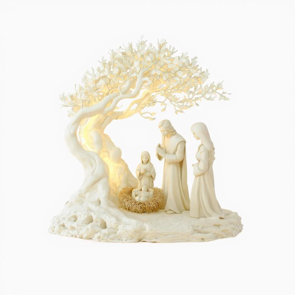2D Flat Prayer under Moonlight Tree Decoration Religious Theme Popular Culture Inspired Home Office Desk Artwork Gift