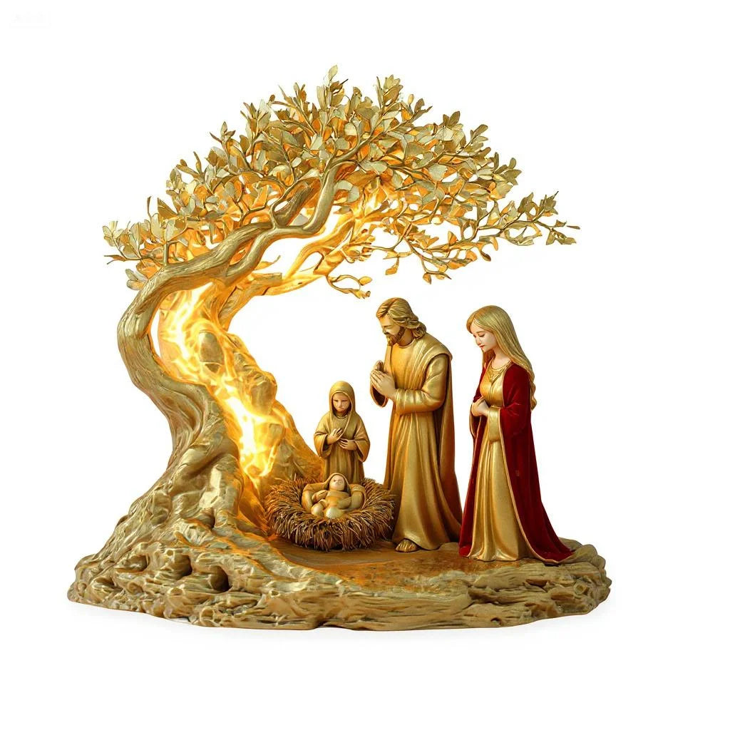 2D Flat Prayer under Moonlight Tree Decoration Religious Theme Popular Culture Inspired Home Office Desk Artwork Gift