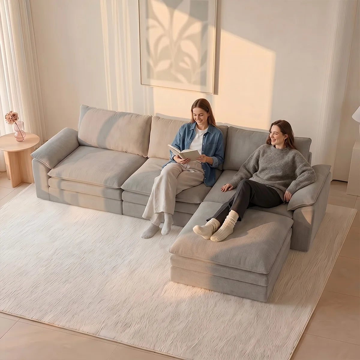 Modern Cloud Modular Sofa Set With Plush Cushions For Home