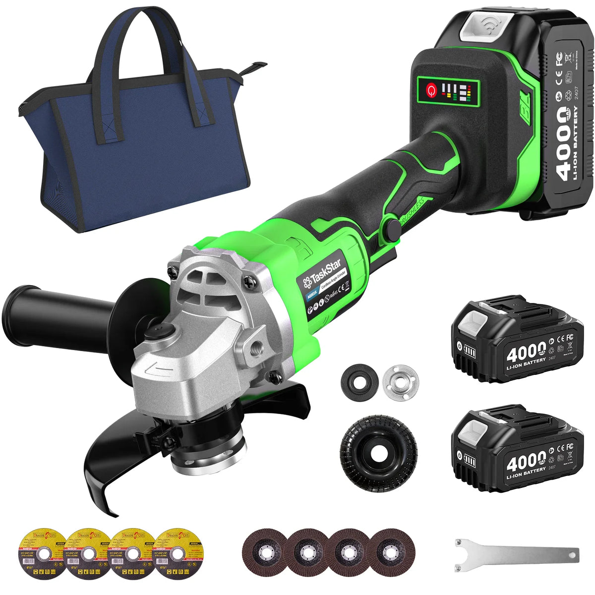 Taskstar Cordless Brushless Angle Grinder And Jigsaw Tool Set