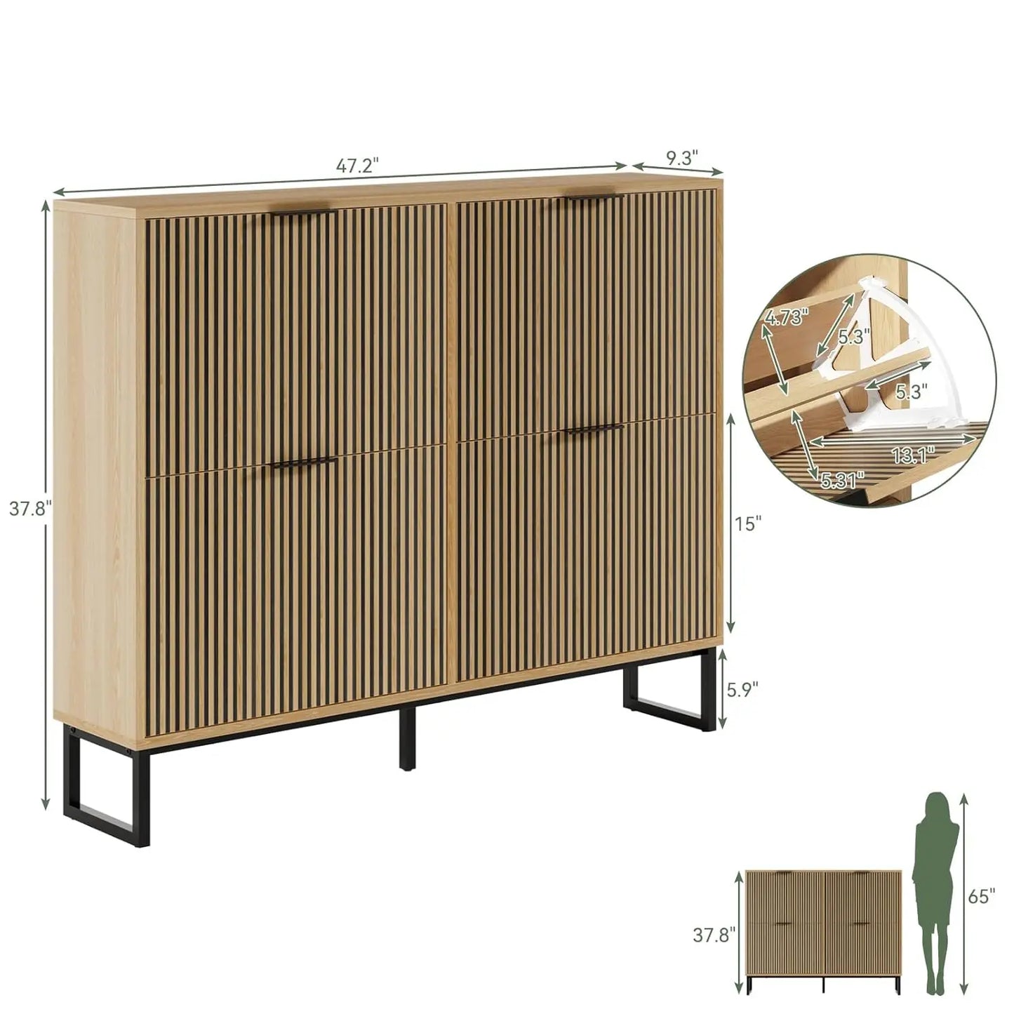 Shoe Cabinet Storage with 4 Flip Drawers, Narrow Hidden Shoe Organizer Cabinet for Entryway, Modern Freestanding, Customized