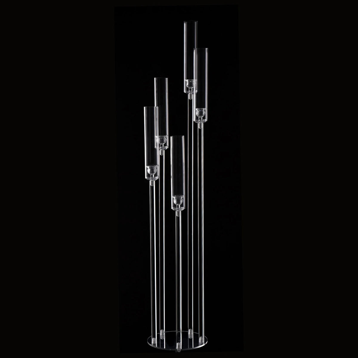Acrylic Five Arm Candelabra Led Taper Candle Holders Centerpiece