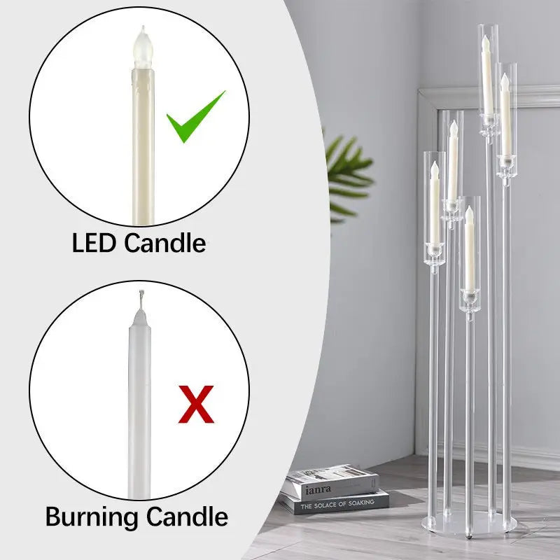 Acrylic Five Arm Candelabra Led Taper Candle Holders Centerpiece