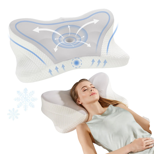 JHK Ergonomic Memory Foam Pillow With Cooling Pillowcase Cervical Contour