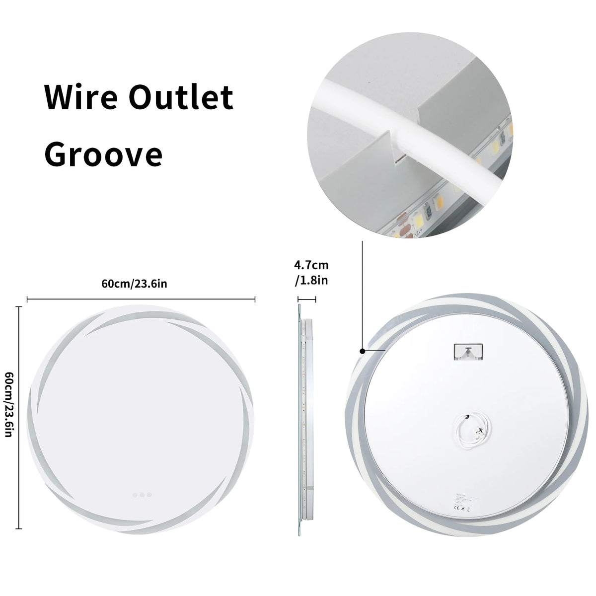 LED Round Anti Fog Wall Mounted Bathroom Vanity Mirror