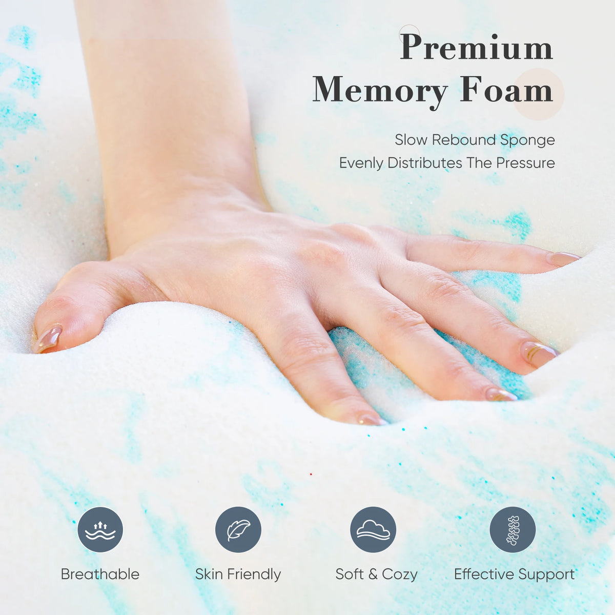 JHK Gel Memory Foam Mattress Topper Cooling Breathable Comfort