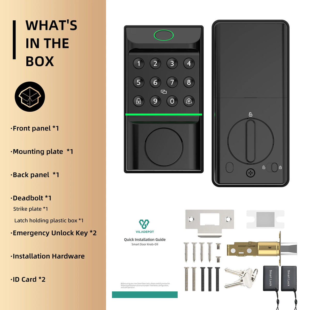 Viladepot Smart Fingerprint Deadbolt Lock With App Control Keypad