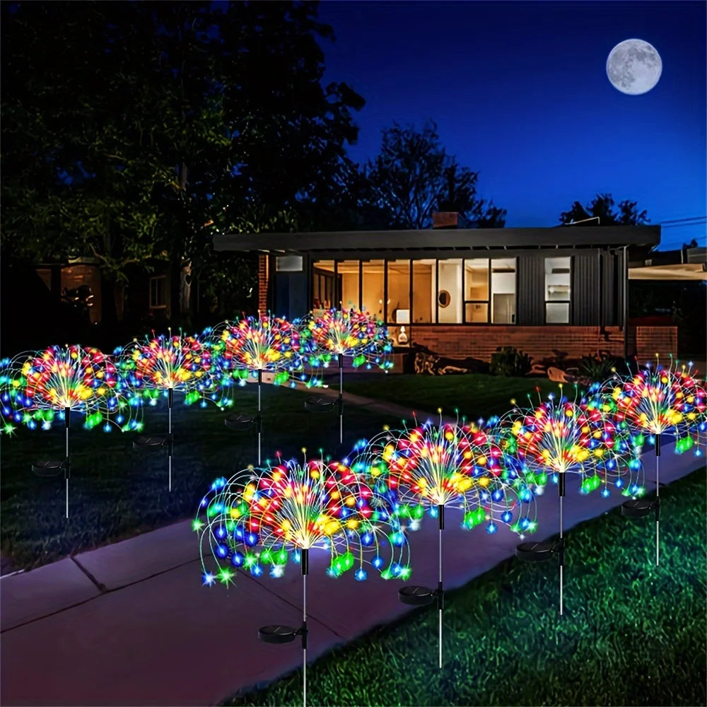 4 Pack, 420/300/200/60LED each, Solar Fireworks Light Outdoor waterproof Fairy Garden Lights 8 Lighting Modes DIY Starburst Solar Lamps Holiday Decorative Lights clearance