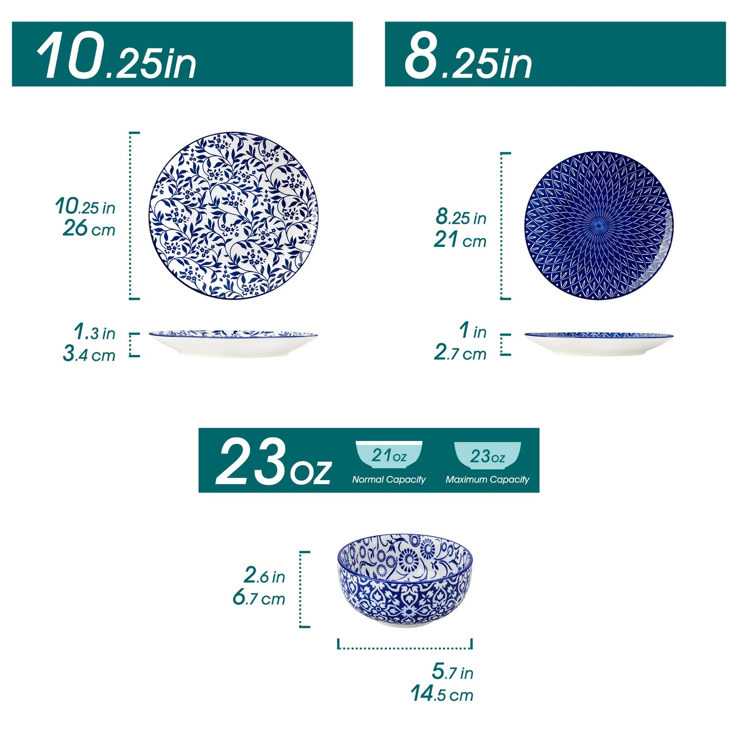 Malacasa Floral Ceramic Tableware Set With Bowls And Plates