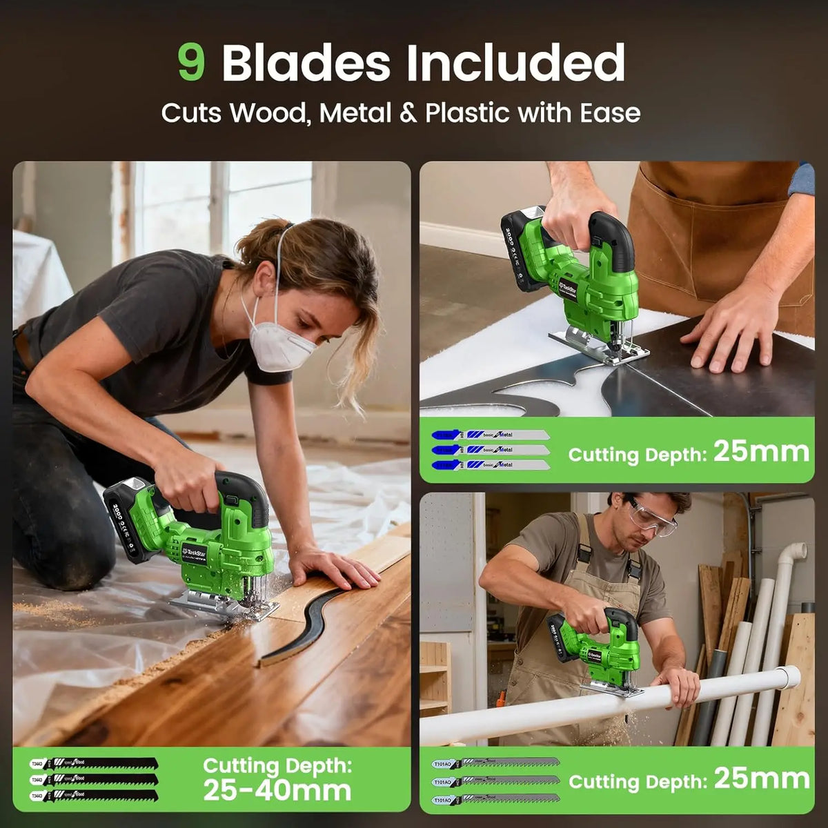 Taskstar Cordless Brushless Angle Grinder And Jigsaw Tool Set