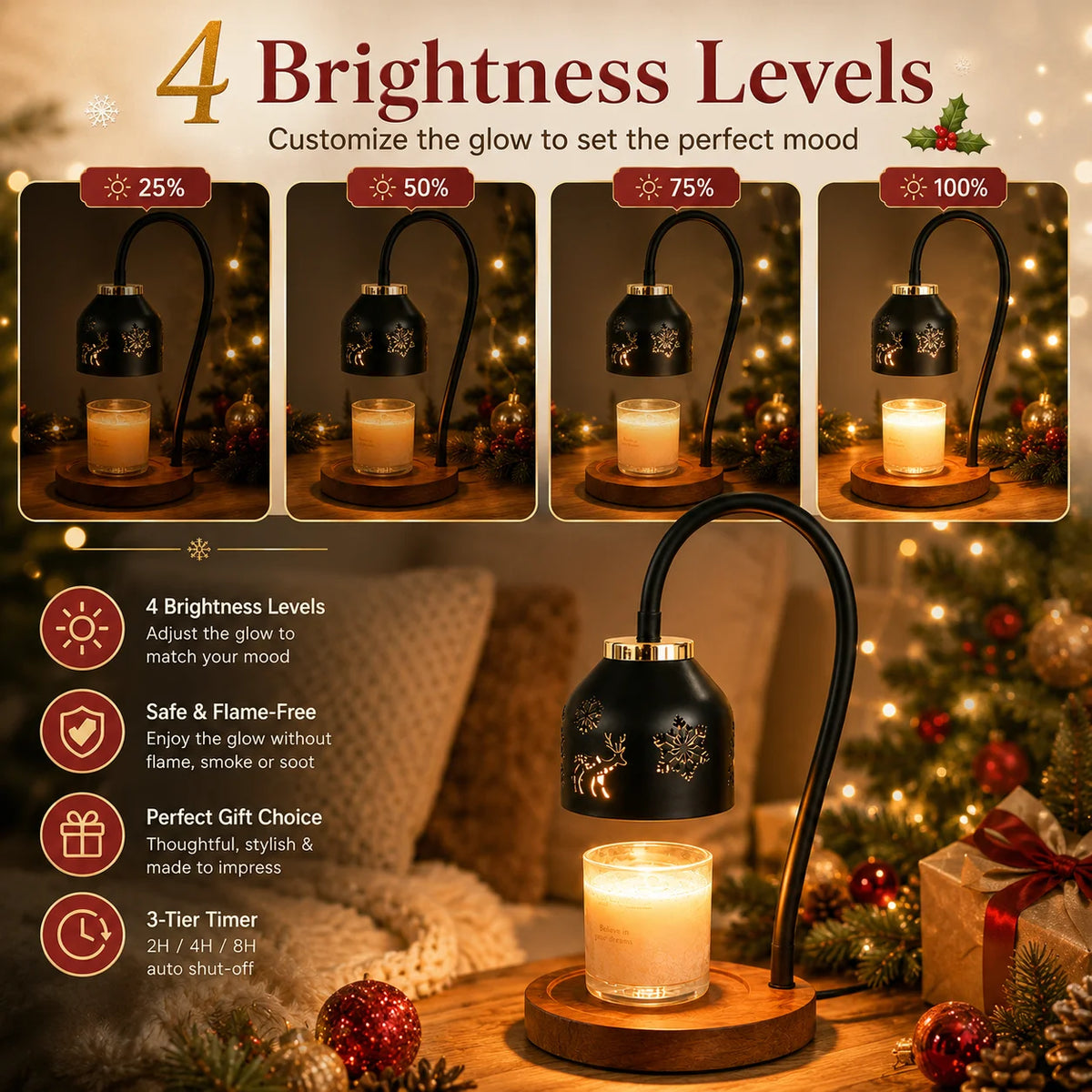 Dimmable Adjustable Candle Warmer Table Lamp With Auto Shut Off Timer