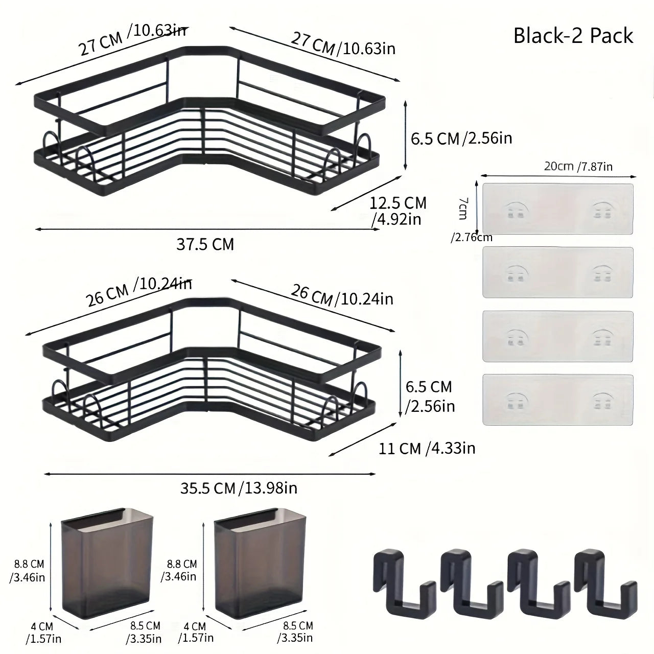 Corner Shower Caddy 3 Pack, Wall Mounted Stainless Steel Bathroom Organizer Shelf with Soap Dish, Adhesive No Drilling,