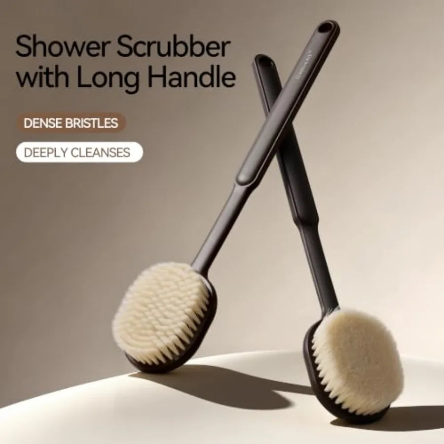 Back Scrubber for Shower for Men Women, Body Brush with Long Handle, Exfoliating Bath Washer with Soft Bristles for Wet or Dry